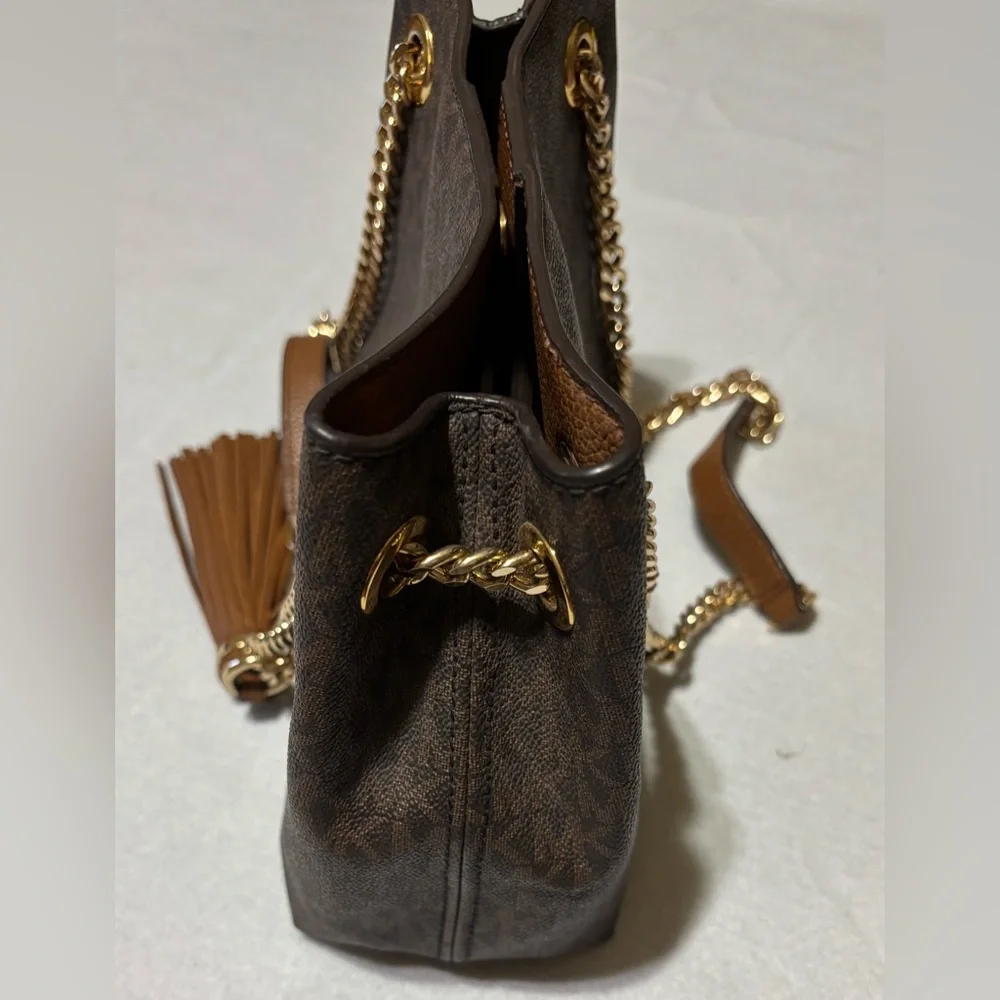 Michael Kors Dark Brown Shoulder Bag with Gold Accents